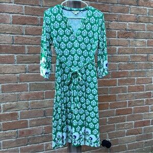 Boden Green Floral Jersey Dress 4P